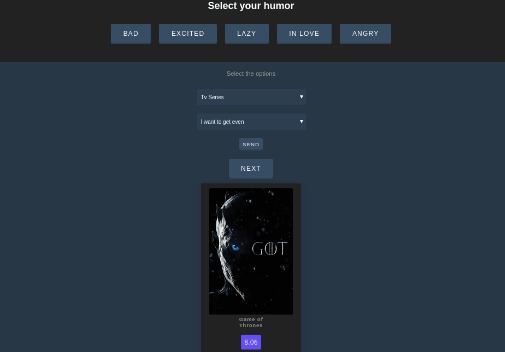 Watch movie or serie based on your current humor
